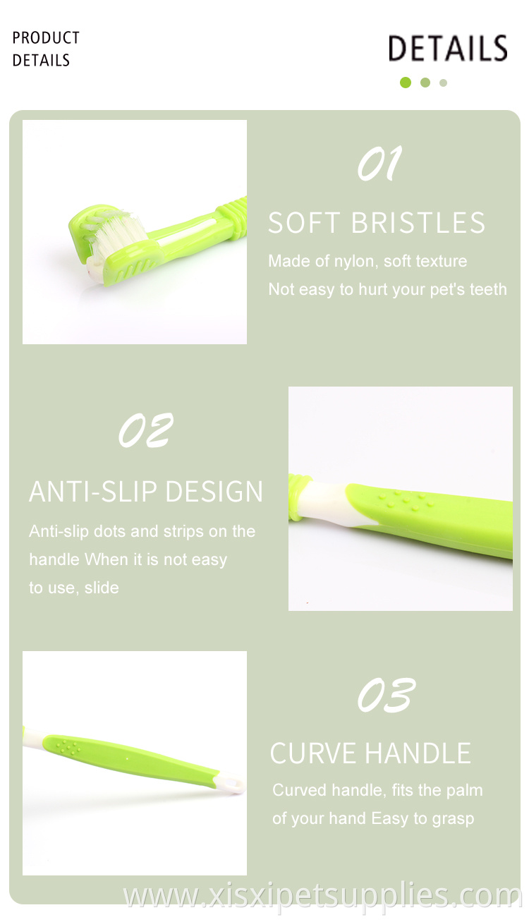 Factory Wholesale 2 In 1 Pet Dental Care 3D Pet Toothbrush Cat Dog Tooth Brush
